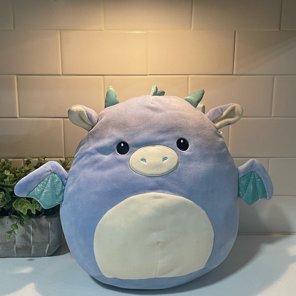 Retired Squishmallows Dane the Dragon Periwinkle Toy 12” HTF